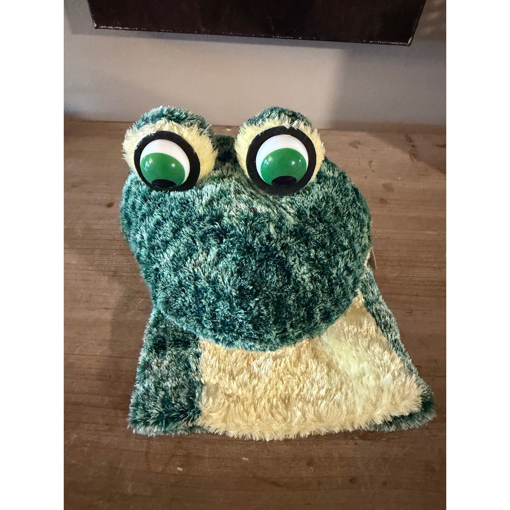 Aurora Plush Frog Puppet‎ Hand Puppet Green Yellow Big Eyes Soft Toy